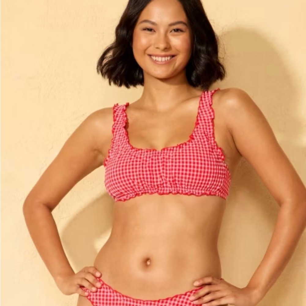 Gingham Ruffle Bikini Top Wild Fable